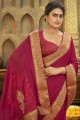 Embroidered Saree in Pink