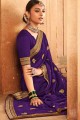 embroidered sari in violet