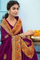 Sari violet en soie des Indes du Sud