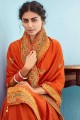 Sari d'Inde du Sud en soie rouille