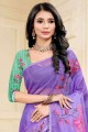 Embroidered Saree in Violet