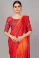 sari en soie rouge guardsman avec tissage