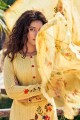 coton salwar kameez en jaune désert avec imprimé