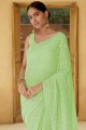 georgette sari avec miroir en vert