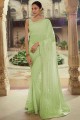 miroir georgette sari en vert avec chemisier