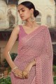 sari violet avec pierre avec filet doux moti