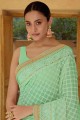 fil pierre avec moti georgette saris vert avec chemisier