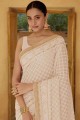 fil georgette sari en beige avec chemisier