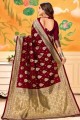tissage art soie sari indien du sud en marron brique réfractaire