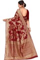 art soie sud indienne sari avec tissage en merlot marron