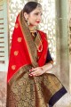 ferrari rouge banarasi sari avec tissage banarasi soie brute