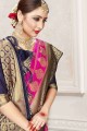 tissage banarasi sari en soie crue rose cerise vif banarasi