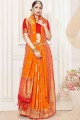 banarasi soie brute blaze orange banarasi sari en tissage