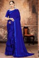 lehenga sari bleu roi en georgette brodé