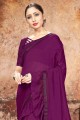pansy violet lehenga sari en georgette brodée