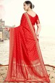Tissage Designer Banarasi Saree en Soie Rouge