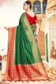 Saree Banarasi vert en soie en tissage