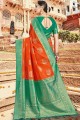 Saree Banarasi en soie orange poussiéreux avec tissage
