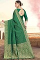 tissage de soie vert banarasi sari avec chemisier