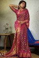 banarasi sari en mousseline violette avec tissage