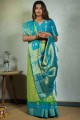 tissage de banarasi sari en mousseline verte perroquet
