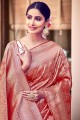 Tissage Designer Work Banarasi soie brute Banarasi Saree en rouge avec chemisier
