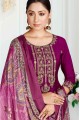 salwar kameez violet en coton brodé