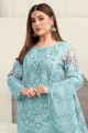 Blue Pakistani Suit in Faux georgette with Embroidered