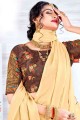 chinon pierre chinon mousseline sari en beige avec chemisier