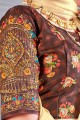 chinon pierre chinon mousseline sari en beige avec chemisier