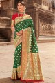 zari,tissage banarasi soie banarasi sari en vert