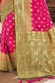 zari rose, tissage banarasi soie banarasi sari