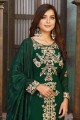 costume pakistanais vert en fausse georgette brodée