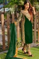 costume pakistanais en velours brodé vert