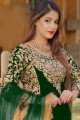 costume pakistanais en velours brodé vert