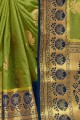 soie mahendi vert sud indien sari en tissage