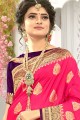 soie de tissage rose sud indien sari