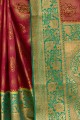 sari marron 2D Fana Silk tissage sud-indienne