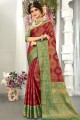 sari marron 2D Fana Silk tissage sud-indienne
