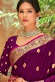 tissage de soie violet party wear sari avec chemisier