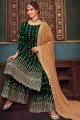 costume pakistanais en georgette brodé vert