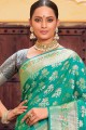 tissage banarasi sari en soie banarasi vert d'eau