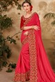 Vichitra Silk Party Wear Saree en Rose avec Patch, brodé