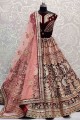 lace velvet lehenga choli in maroon with dupatta