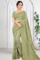 resham, pierre, vêtements de fête en soie d'art brodés sari à pista