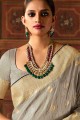 saris gris soie sud-indienne avec tissage