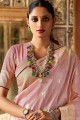 saris sud indien en soie avec tissage en rose