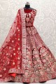 tenue de mariage velours rouge lehenga choli en dentelle