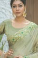 pierre mehndi, fil, vêtement de fête en soie d'art brodé sari