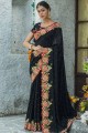 art silk black party wear sari in stone,thread,embroidered